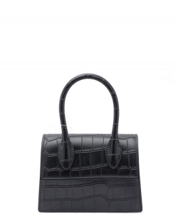 Fashion Smooth Croc Handle Bag PM0722-7156 BLACK